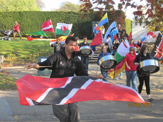 Damien flag-waving at Yorkshire Sculpture Park 2010ish