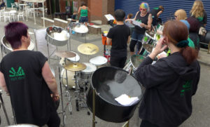 East Steel 2016 setting up at Leeds Carnival Village 