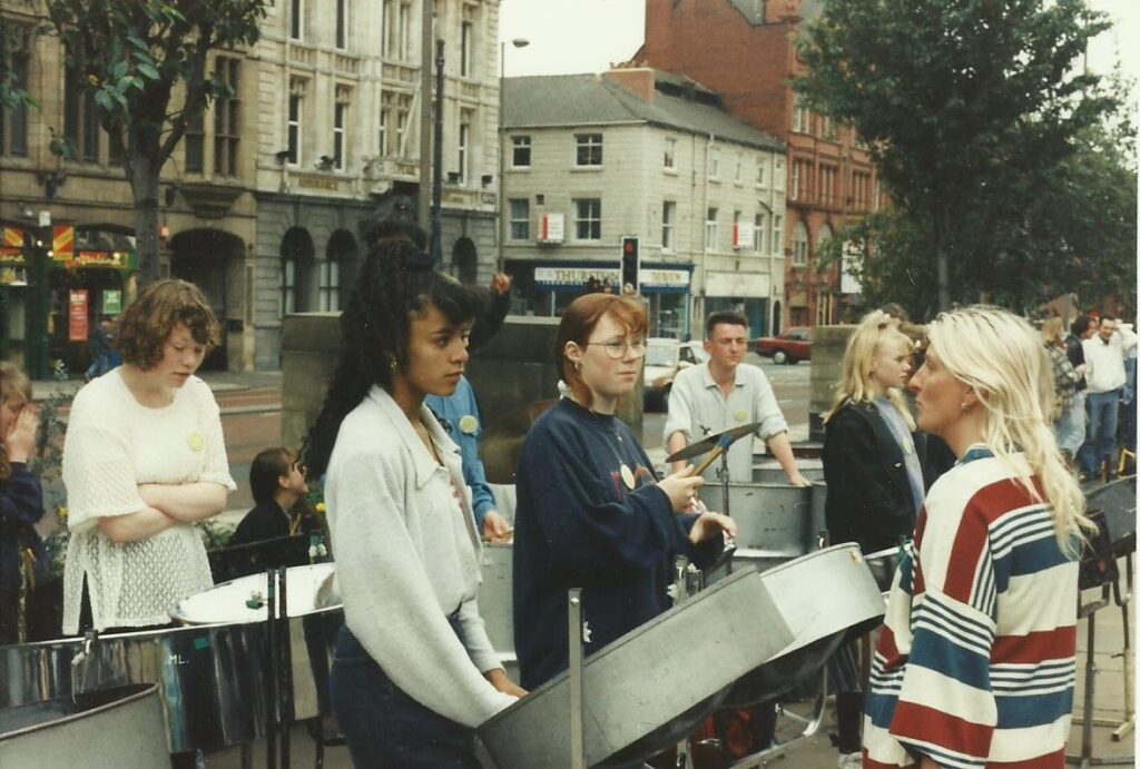 Foxwood and Pantazia early 80s outside Leeds Town Hall